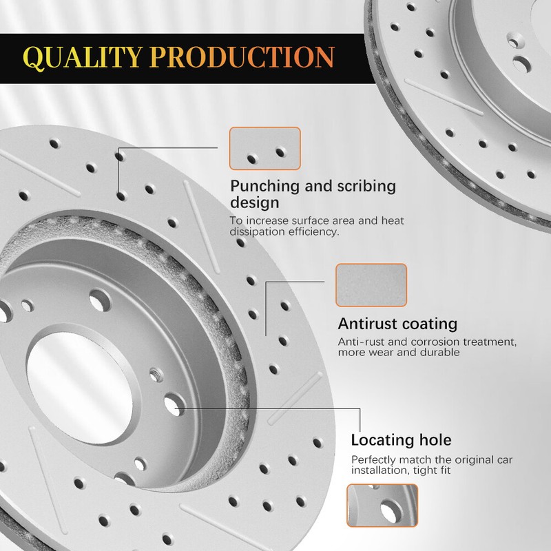 Front & Rear Drilled Brake Rotors + Ceramic Brake Pads for Acura TL 2009-2014 gallery