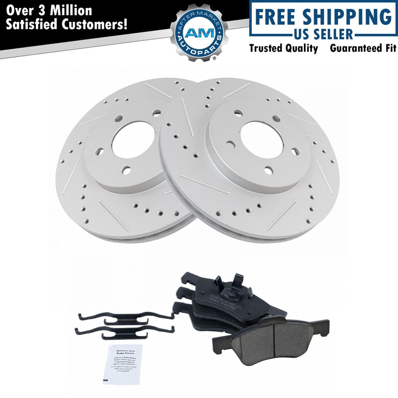 Brake Rotor Drilled & Slotted Zinc Coated & Posi Ceramic Pad Front Set