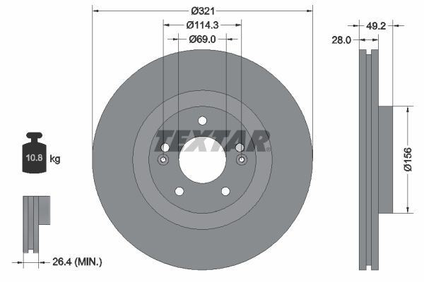 2x Brake Discs Set Front For Hyundai Grand Santa Fe Kia Sorento TEXTAR 92242905 gallery
