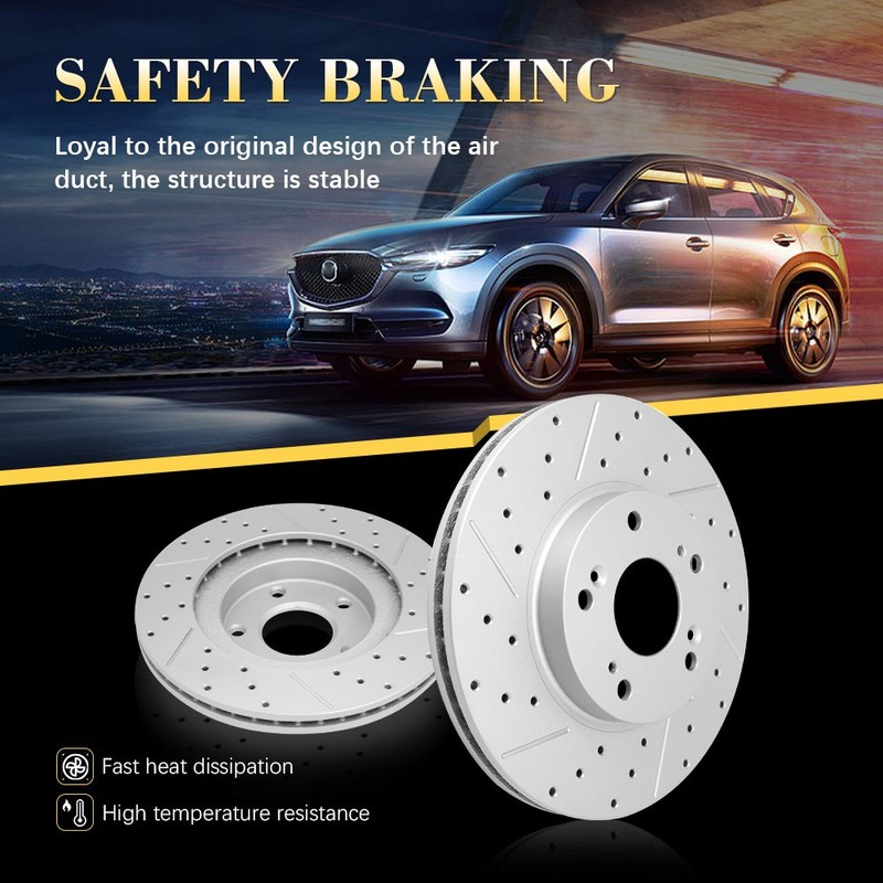 276mm Front Drilled & Slotted Disc Brake Rotors For 2008 - 2011 Ford Focus 2.0L gallery