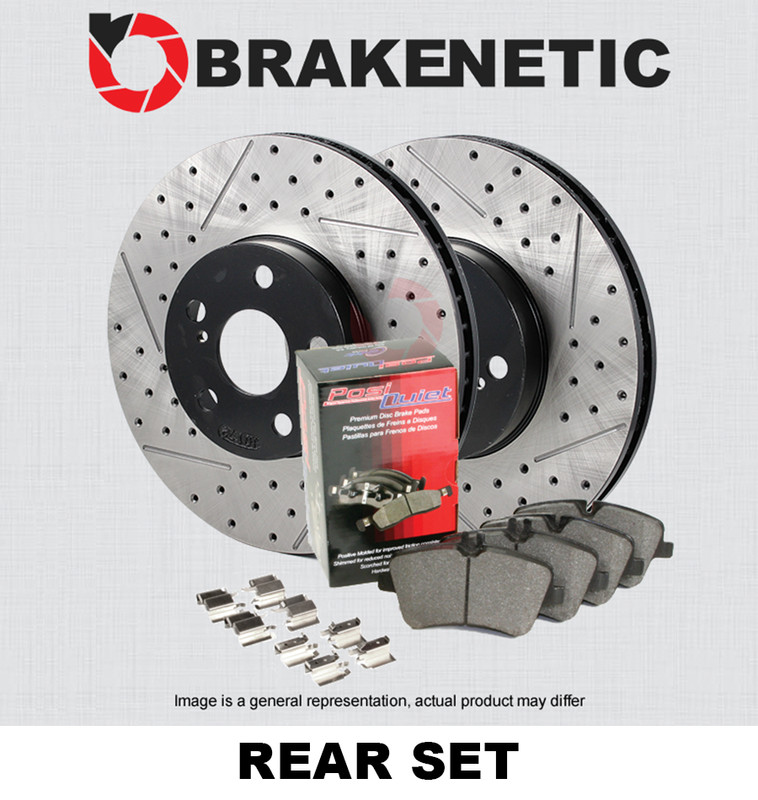 REAR Premium Drill Slot Brake Rotors + Ceramic Pads BPK56949