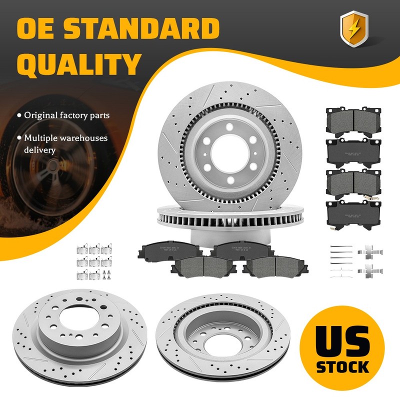 Front Rear Disc Rotors & Brake Pads Kit for Toyota Tundra Sequoia Lexus LX600
