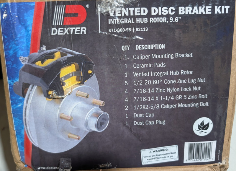 Dexter Axle 10″ Vented Rotor Hub Disc Brake Kit #K71-G00-98 (V1BW)