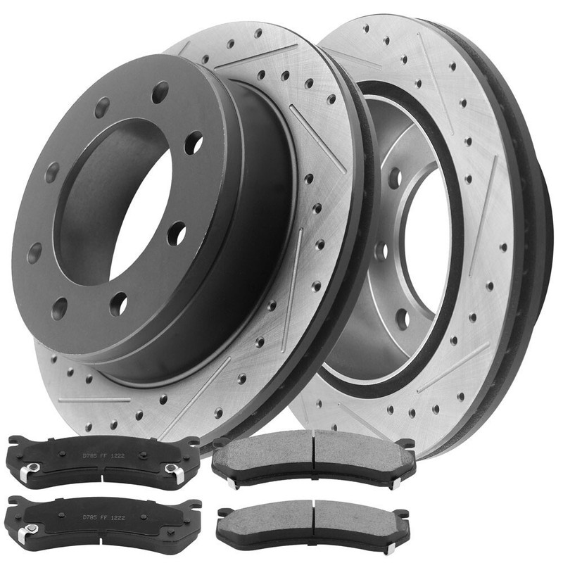 For GMC Sierra 2500HD 3500HD Brake Rotors with Brake Pads Rear 2001-2010 8 Lugs gallery