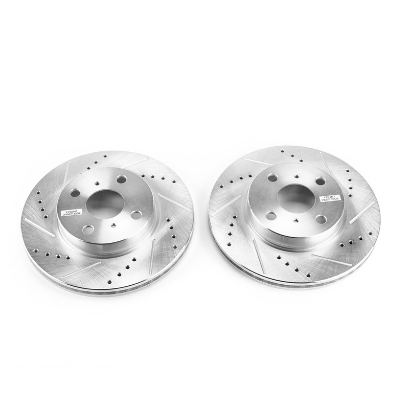 PowerStop Evolution Drilled Slotted Rotors Pair Front For Scion iQ