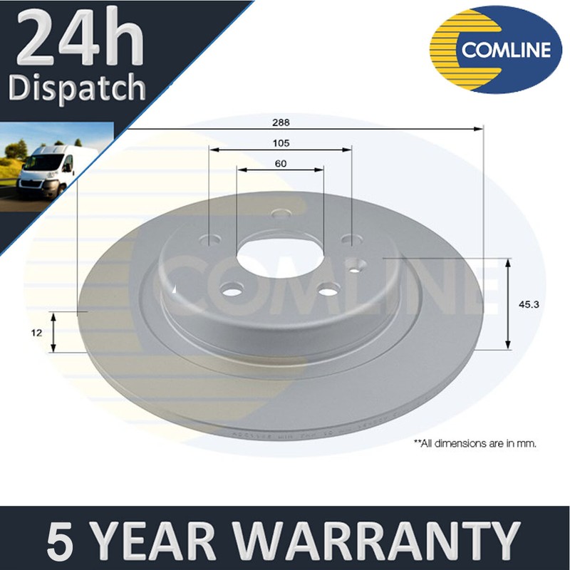 Fits Vauxhall Astra 2015- Opel Astra 2015- Comline Rear Brake Disc #1 13509120