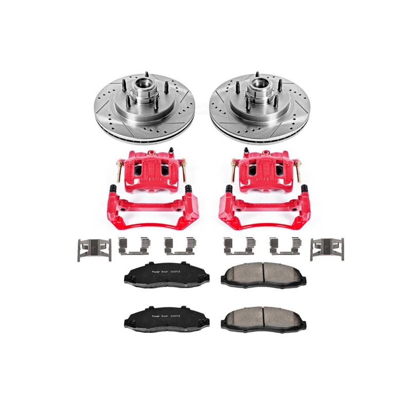 PowerStop Z23 Daily Driver Carbon-Fiber Ceramic Pads Drilled & Slotted Rotor & C