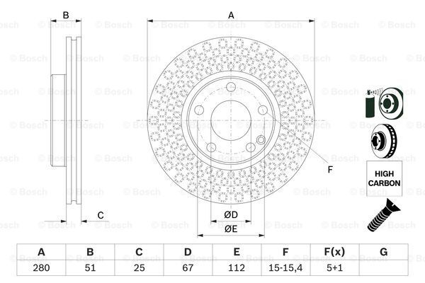 Bosch Front 2x Brake Disc Fits A-Class B-Class CLA 1.5 CDi 1.6 1.7 2.0 gallery