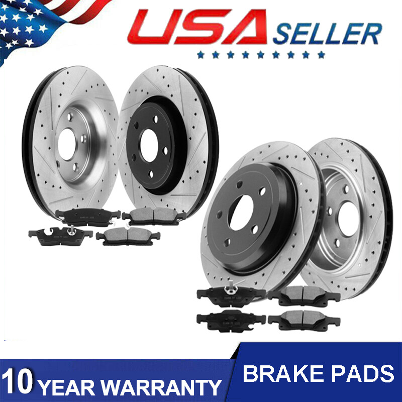 Front & Rear Slotted Brake Rotors & Pads Kit For Durango JEEP Grand Cherokee