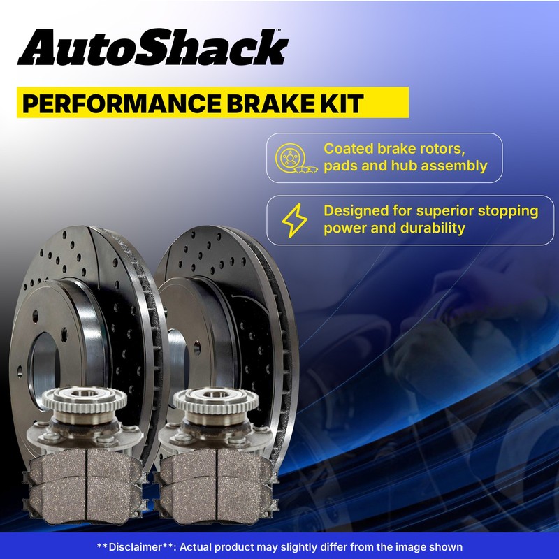 Rear Drilled Slotted Brake Rotors Pads Hubs for Audi, A3 Quattro 2011-2013 gallery