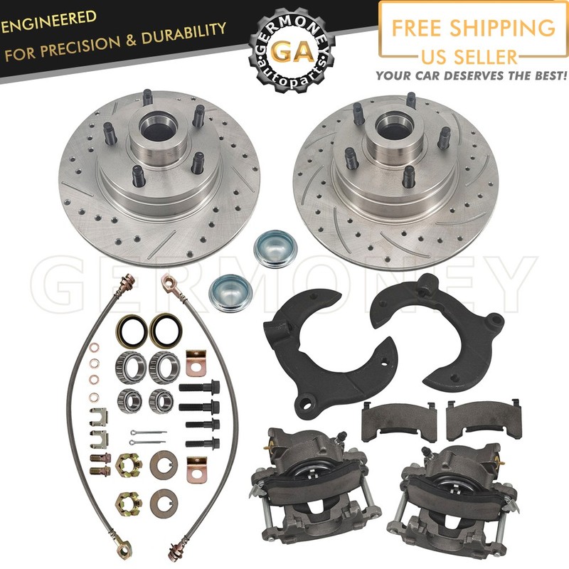 New 5 on 4-3/4 Front Disc Brake Kit drilled&slotted Rotors For Mustang II 11 In