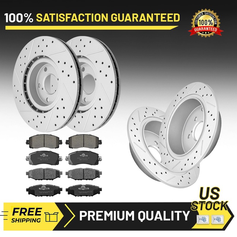 277mm Front & 274mm Rear Brake Rotors Ceramic Pads for 2017- 2023 Subaru Impreza