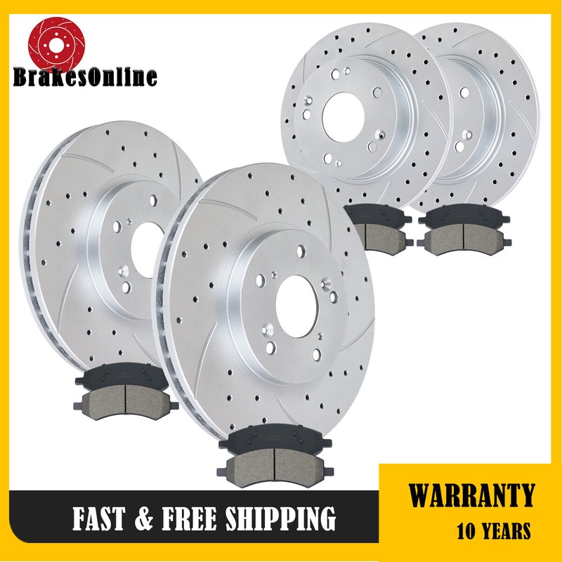 Front & Rear Brake Rotor Pads Kit fit for Honda Accord 2003-07 Drilled Slotted