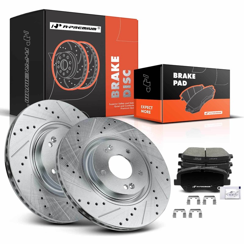 A-Premium Front Drilled Brake Rotors & Ceramic Pads for Hyundai Azera 2012-2017