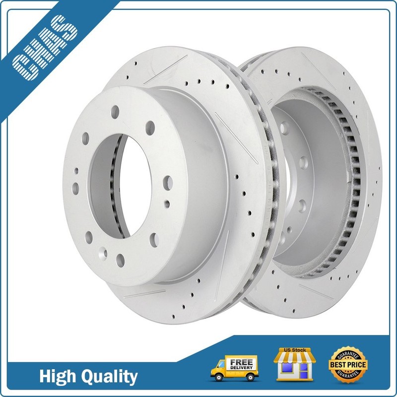 Front Drilled And Slotted Brake Rotors Fits 2011-2018 GMC Sierra 3500 Chevrolet