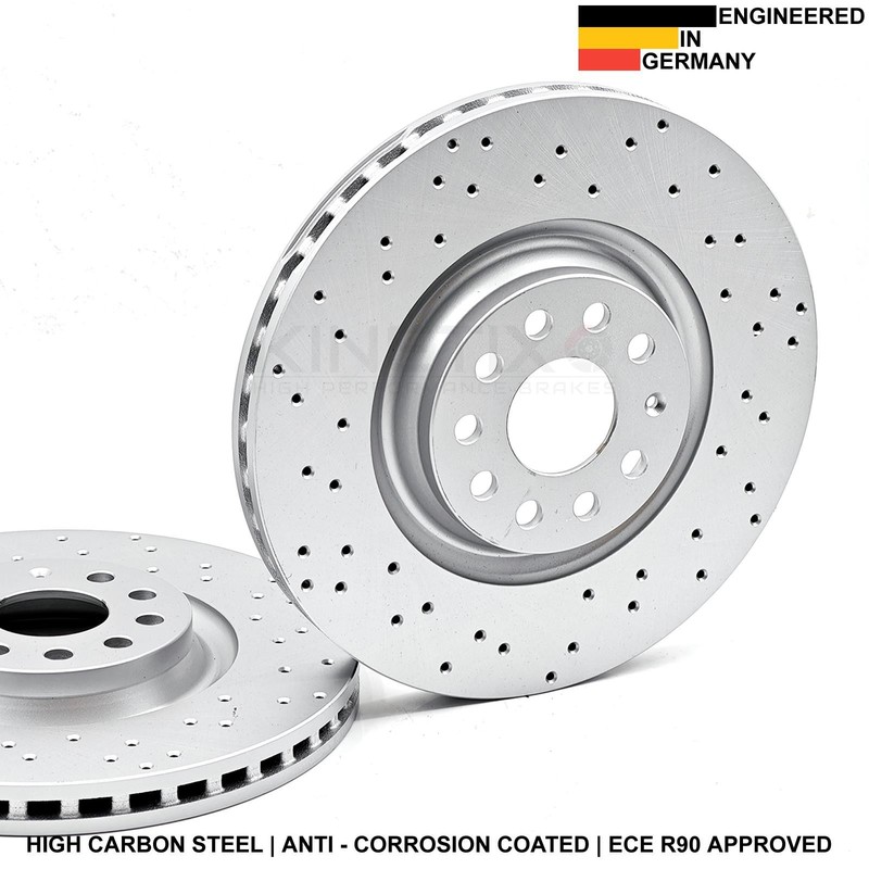 FOR AUDI S3 8V 13-20 CROSS DRILLED FRONT BRAKE DISCS BREMBO XTRA PADS WIRE 340mm gallery