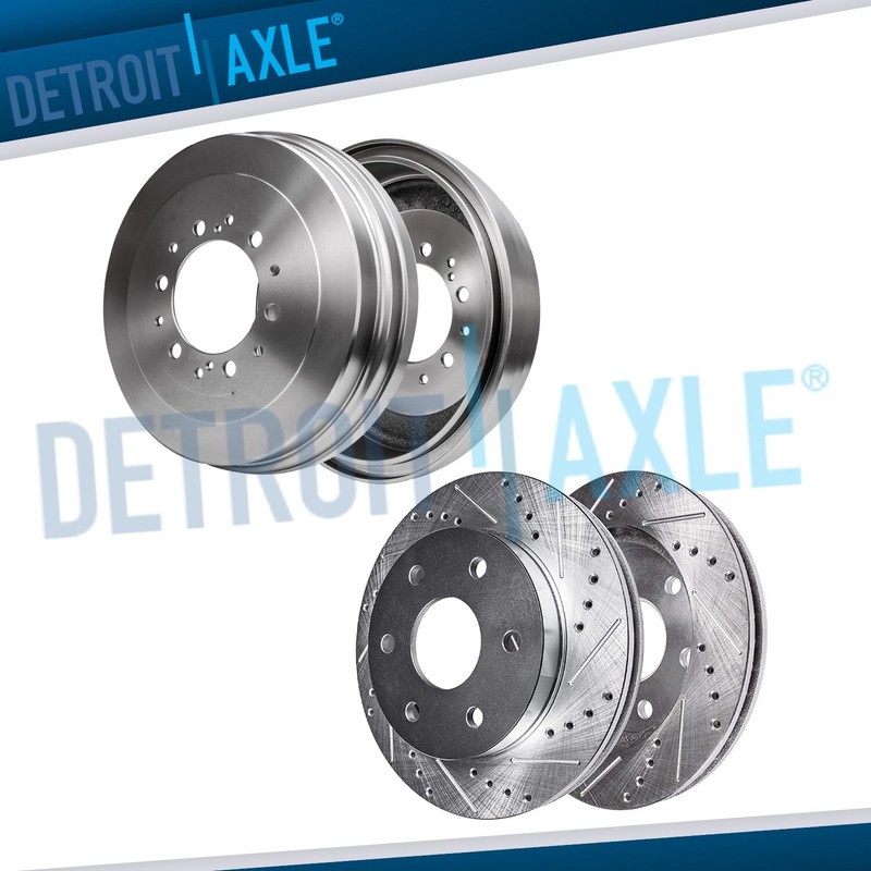 297mm Front DRILLED Brake Rotors & Rear Brake Drums for 1999-2004 Toyota Tacoma