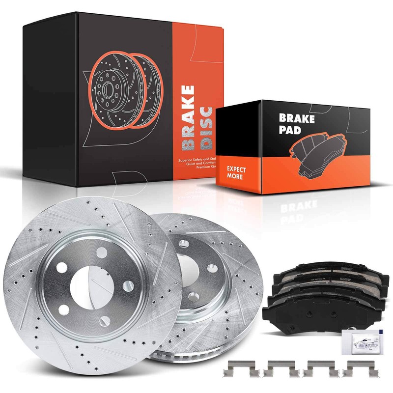 Front Drilled Brake Rotor & Ceramic Pads for Buick LaCrosse Chevrolet Pontiac gallery