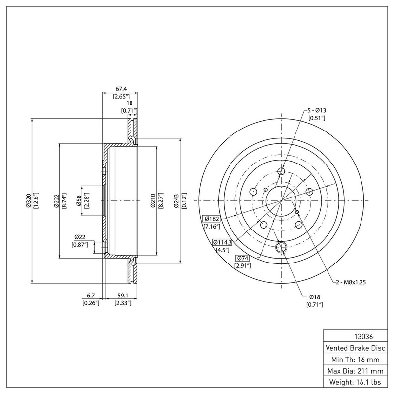 Dynamic Friction 604-13036 Disc Brake Rotor For 06-14 Subaru B9 Tribeca Tribeca gallery