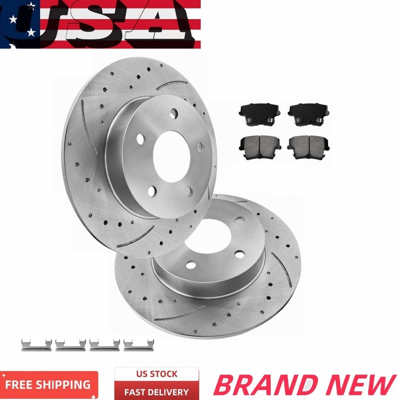 Front Drilled Disc Rotors & Brake Pads for Grand Dodge Caravan Town Country C/V
