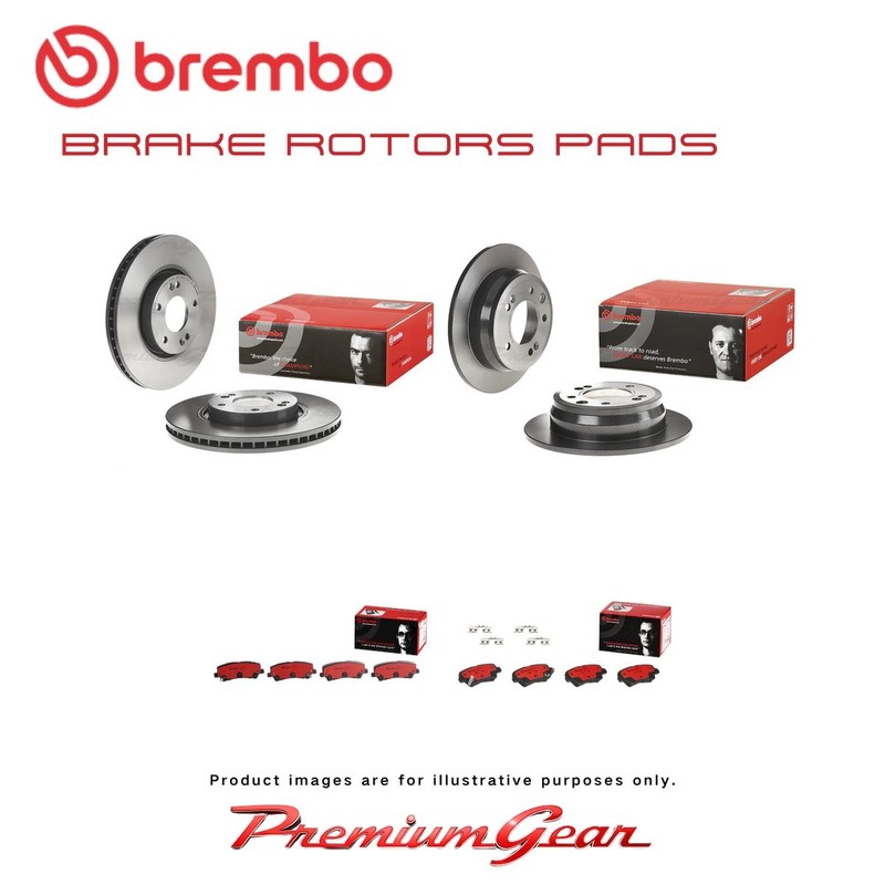 Front+Rear Brembo UV Coated Disc Rotors+NAO Brake Pads for Hyundai i30 GD 11-17