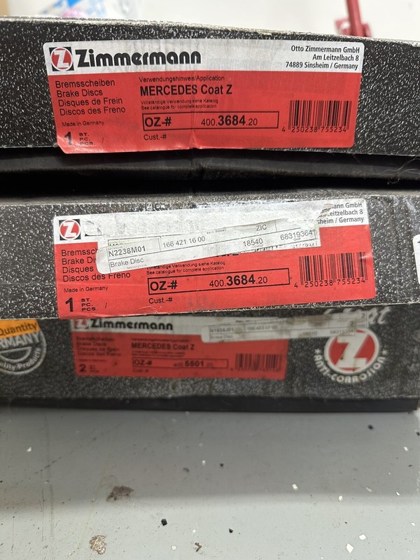 zimmermann brake rotors (400.3684.20) OEM 1664211600