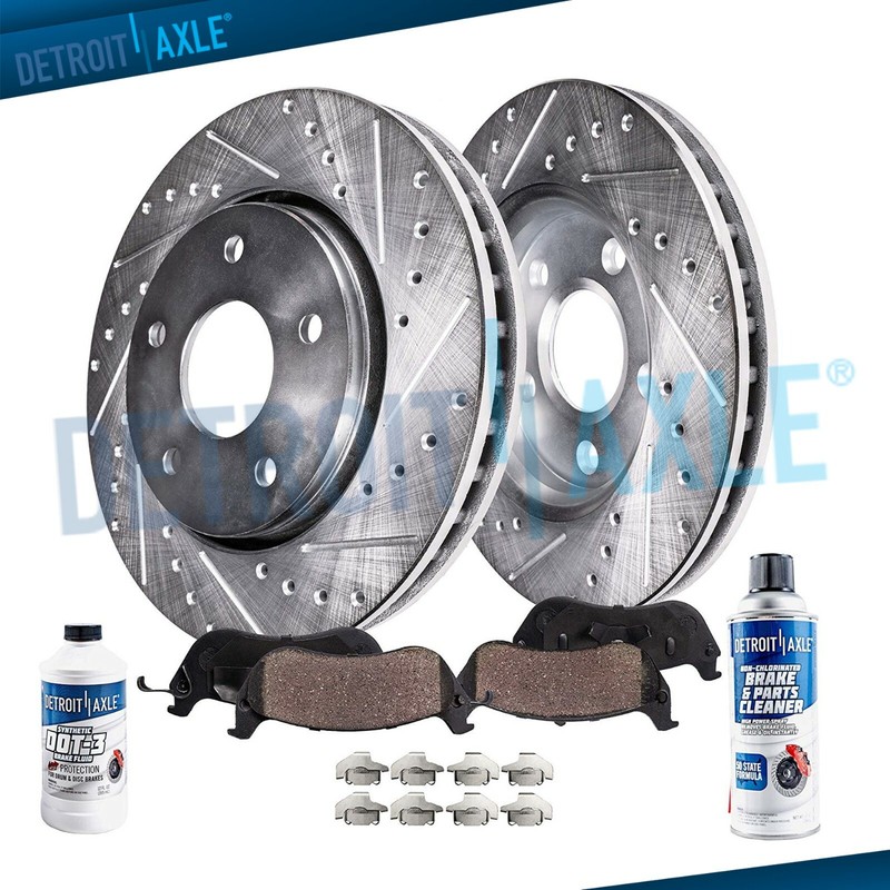 Front Drilled and Slotted Brake Rotors + Brake Pads Kit for Nissan Maxima I30