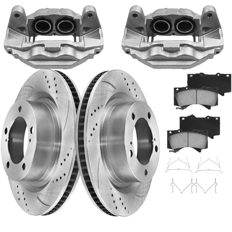 Front Brake Rotors Calipers Brake Pads Kits For Toyota Sequoia 2016-2021 Tundra