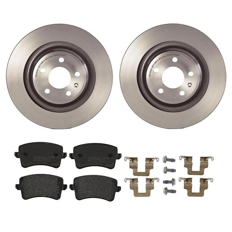 Brembo Rear Brake Kit Coated Disc Rotors Low-Met Pads for Audi S4 10-12 S5 08-12
