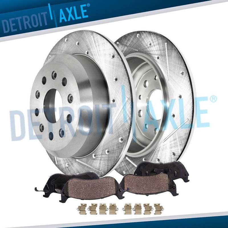 342mm Rear Drilled Disc Brake Rotors Brake Pads for 2018 – 2023 Jeep Wrangler