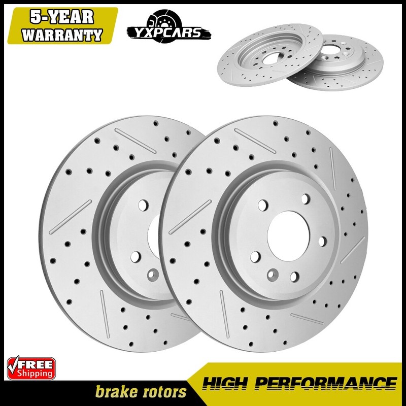 Front & Rear DRILLED Brake Rotors for Ford Explorer Taurus Flex Lincoln MKS MKT