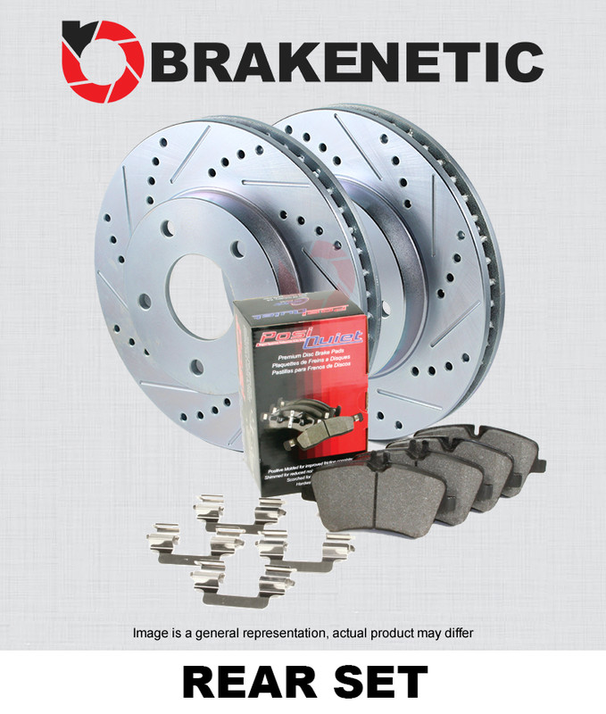 REAR BRAKENETIC Sport Drill Slot Brake Rotors + Ceramic Pads 35.44120.11