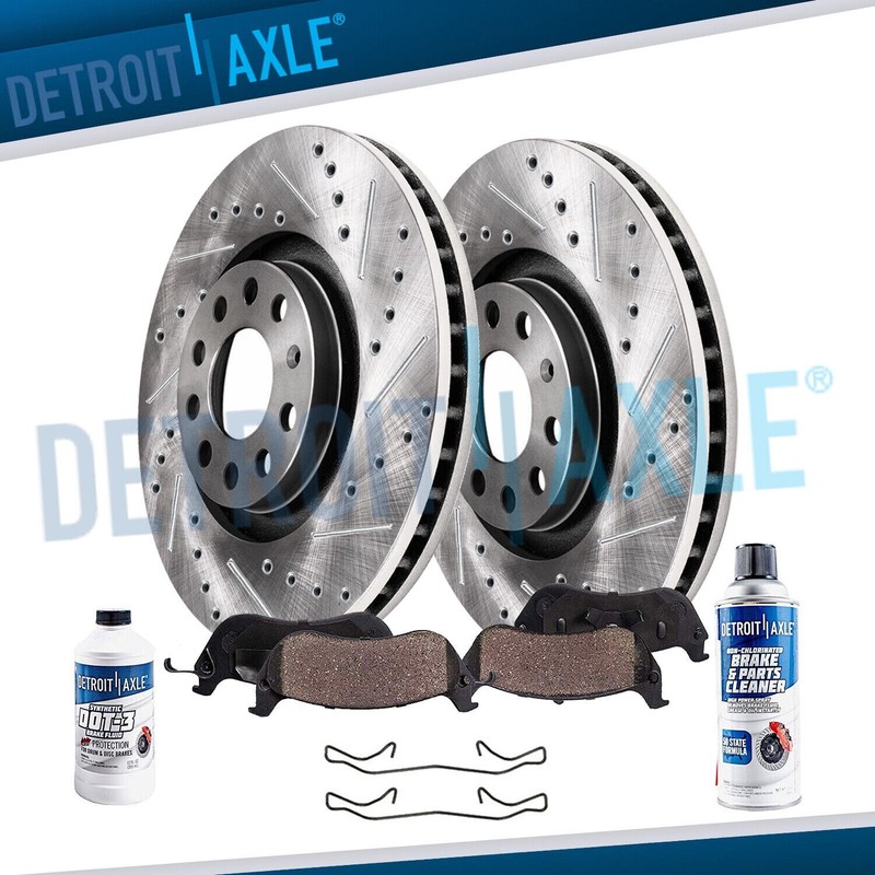 288mm Front Drilled Rotor + Ceramic Brake Pads for Volkswagen Jetta Goft Audi A3