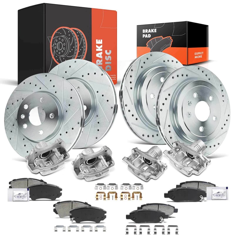 Front & Rear Drilled Brake Rotor & Pads + Brake Calipers for Chevrolet Camaro