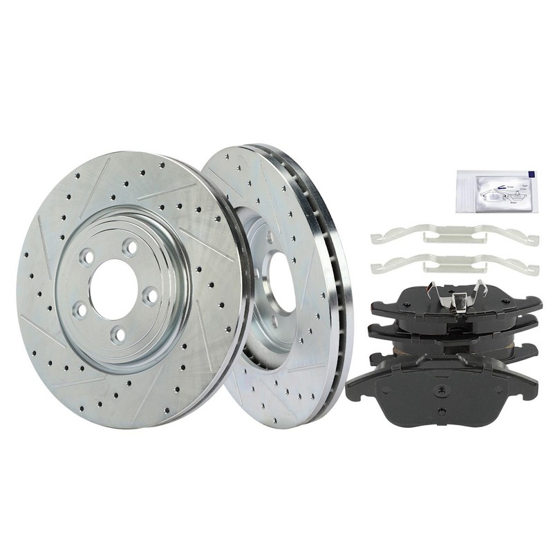 2-Wheel Set Brake Disc and Pad Kits Front for Jaguar XF XJ8 Vanden Plas XK 07-09