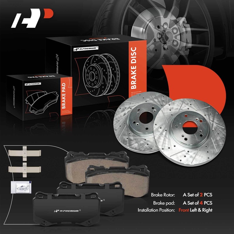 A-Premium Rear Side Drilled Brake Rotors & Ceramic Pads for Acura TL 2004-2008 gallery