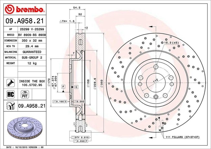 Front Rotor Fits 2016-2018 Mercedes-Benz GLE350 09.A958.21 gallery