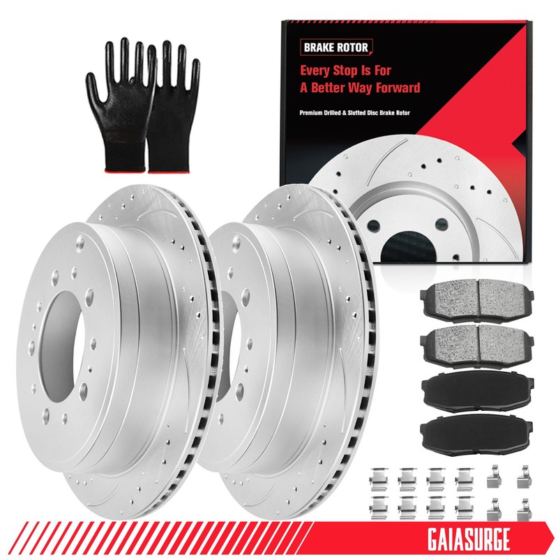 Rear Drilled Slotted Rotors Ceramic Pads Kit for Toyota Tundra Sequoia 2008-2021