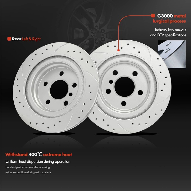 Drilled Brake Rotors for BMW X1 X2 Mini Cooper Clubman Cooper Countryman Rear gallery