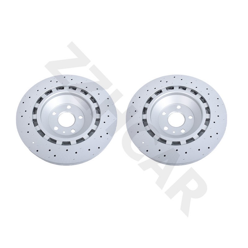 New Set of 2 Front Drilled 370mm Disc Brake Rotors for 2017-2020 Audi RS3 gallery