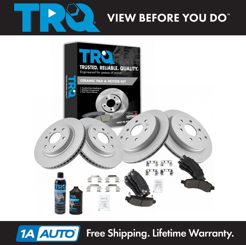 Front & Rear Ceramic Disc Brake Pads & G-Coated Rotor Kit for GM Truck SUV