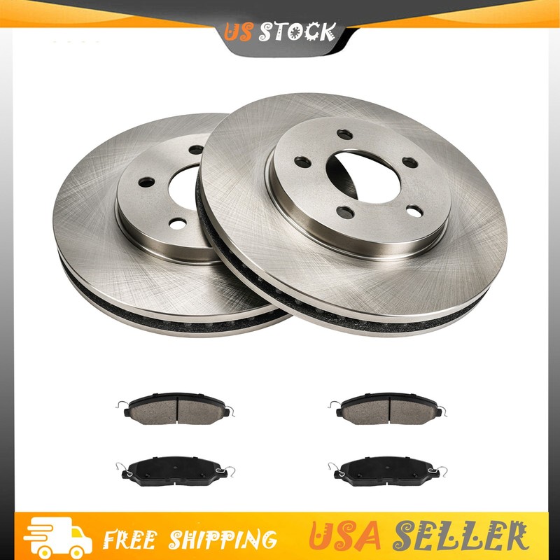 Front Vented Rotors Ceramic Durable Pads Kit For 2005-2010 Ford Mustang V6 4L