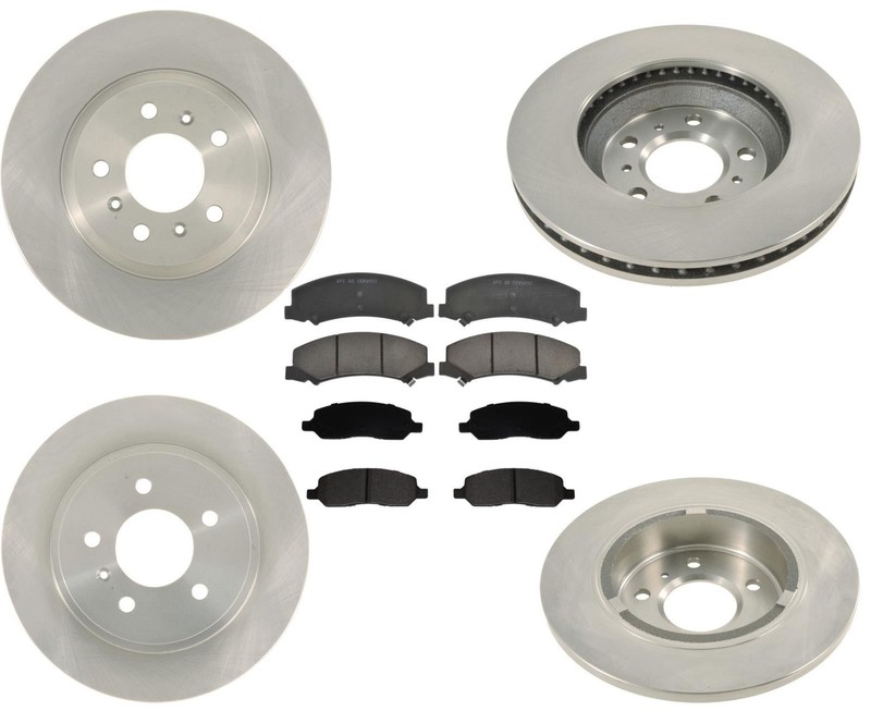 Ft & Rr 5 Stud Brake Disc Rotors Ceramic Pads For 06-11 3.8L 3.9L Buick Lucerne