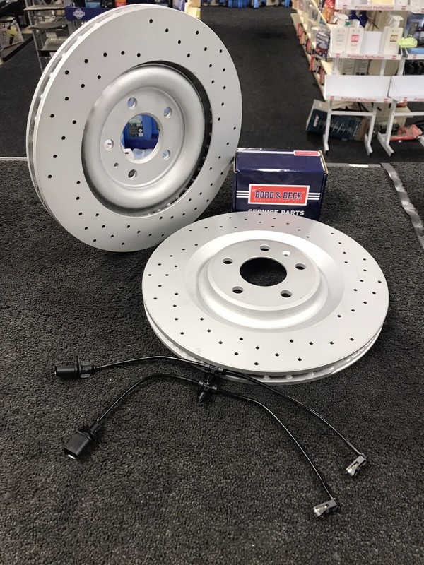FOR AUDI S6 S7 TDi AVANT C8 REAR CROSS DRILLED BRAKE DISC PADS 350MM 4M0615601J