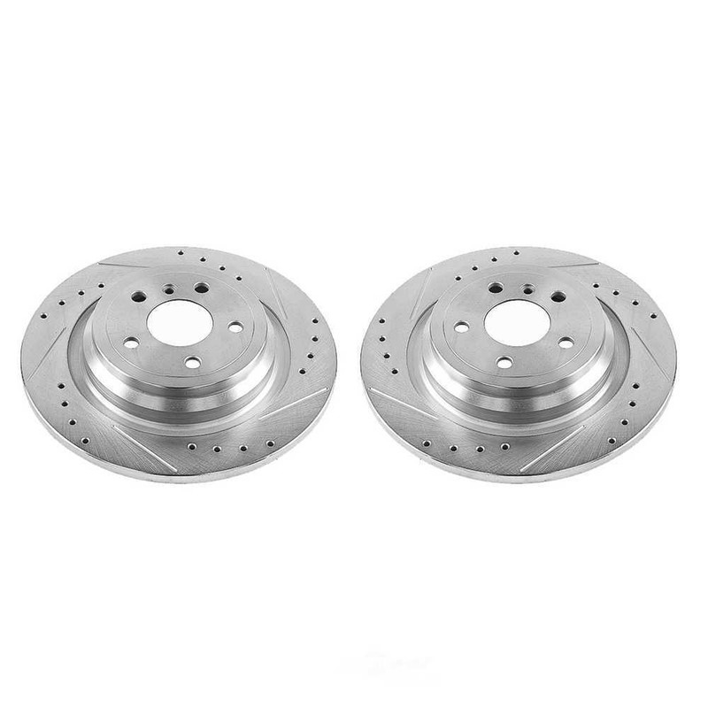 Disc Brake Rotor Set-Rear Drilled, Slotted and Zinc Plated Brake Rotor Pair