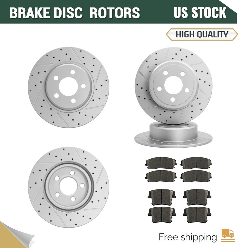 Front Rear Drilled Disc Rotors + Brake Pads for 2005 – 2020 Chrysler 300
