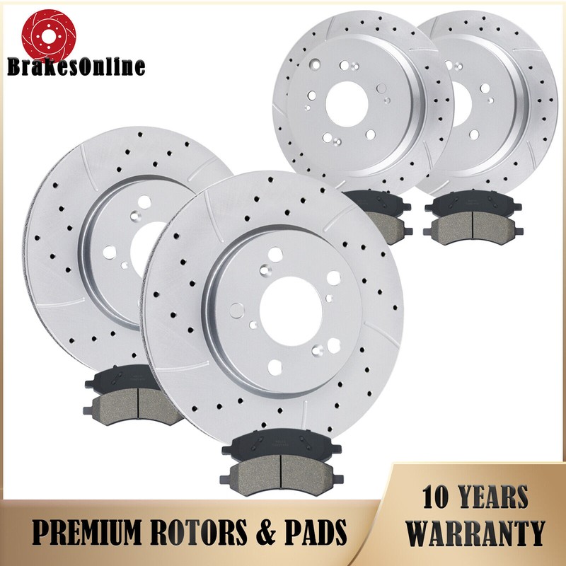 Front & Rear Brake Rotors Pads Kit fit for Honda Odyssey Drilled Slotted Brakes