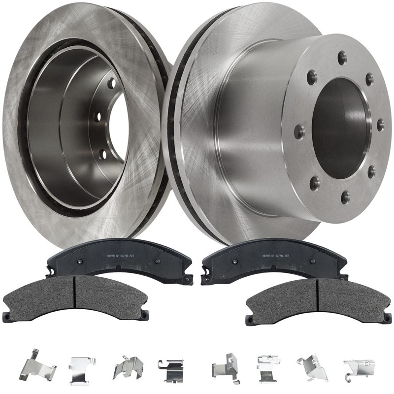 Disc Brake Rotor and Pad Kit For 2011-2015 Chevrolet Silverado 3500 HD Rear