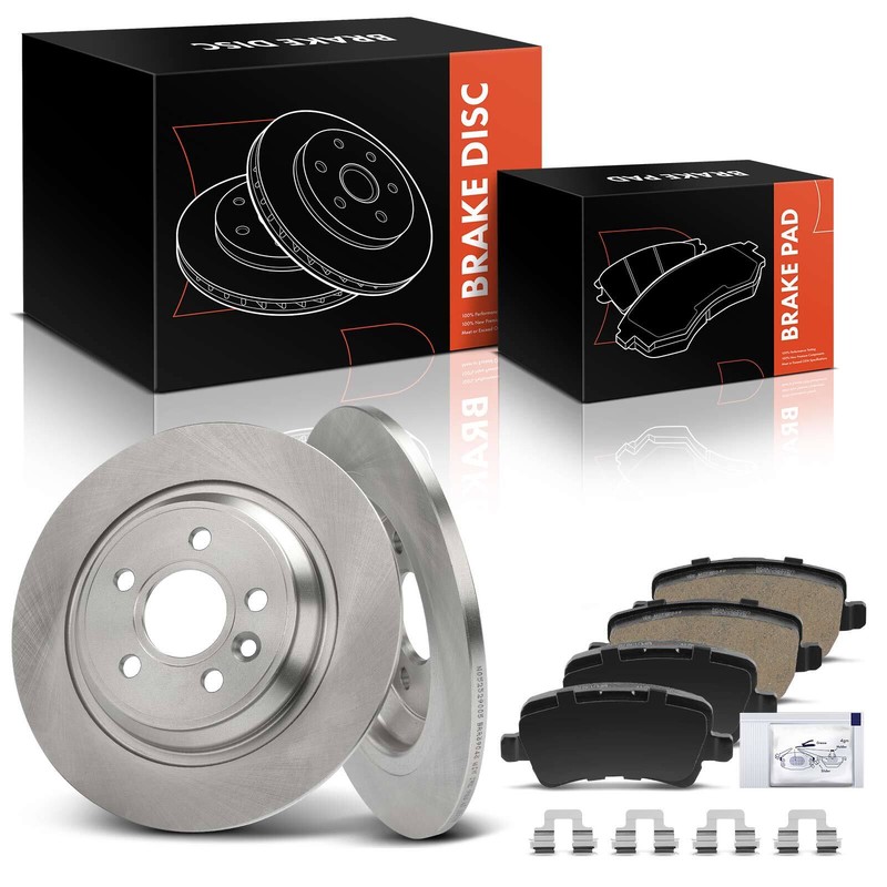 6pcs Rear Disc Brake Rotor & Ceramic Brake Pads for Volvo S60 11-18 S80 V60 XC70