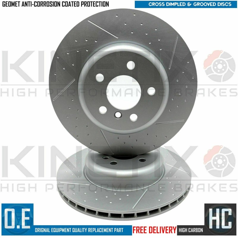 FOR BMW 440i xDrive F32 M SPORT DIMPLED GROOVED REAR BRAKE DISCS PAIR 345mm